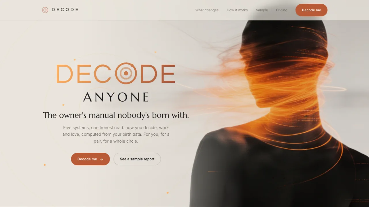 DECODE — data-driven personality-report platform (live site)