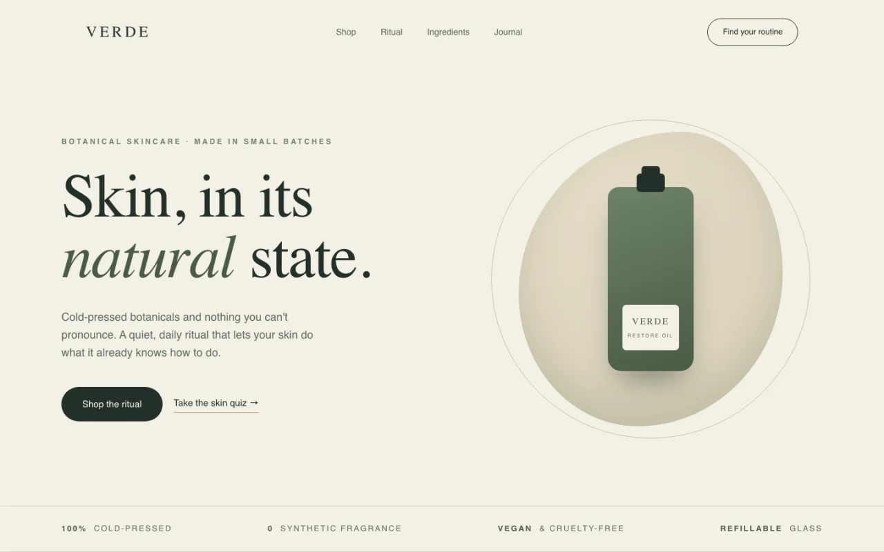 VERDE — botanical skincare brand concept