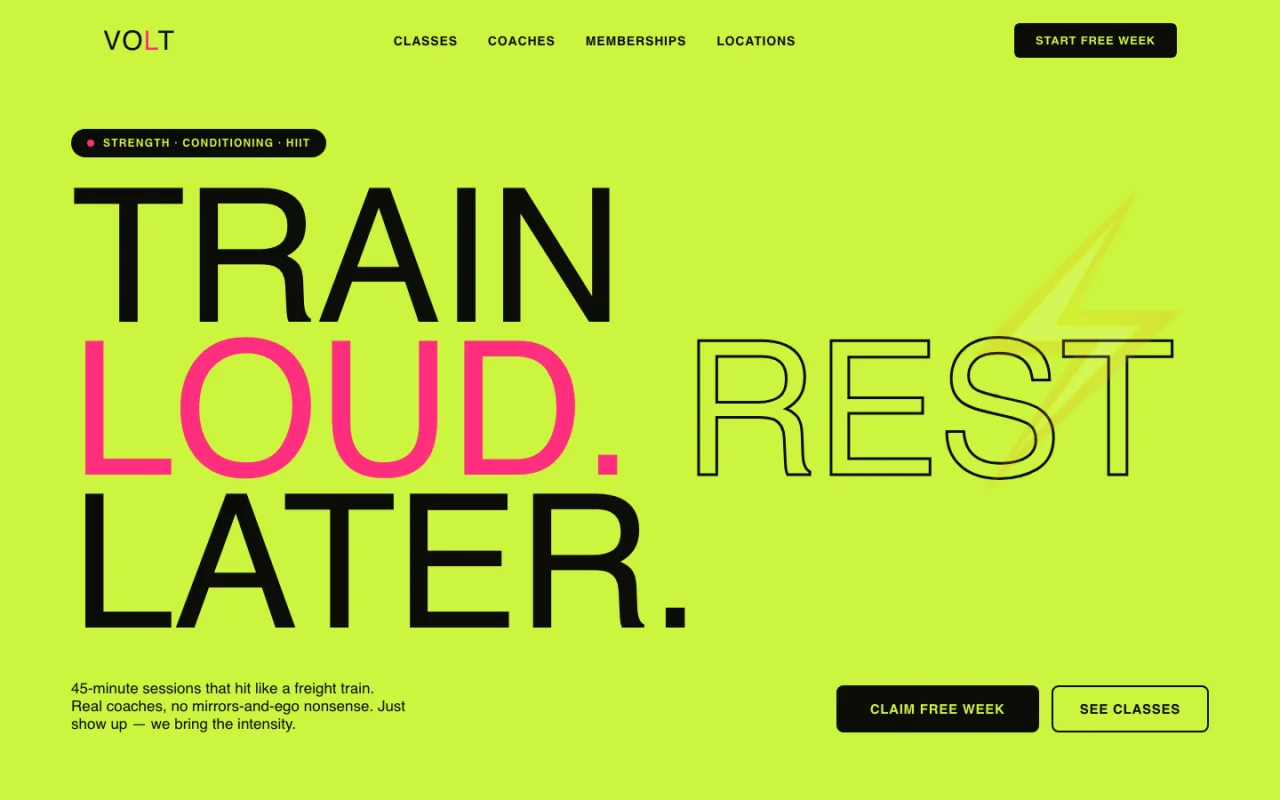 VOLT — high-energy fitness brand concept